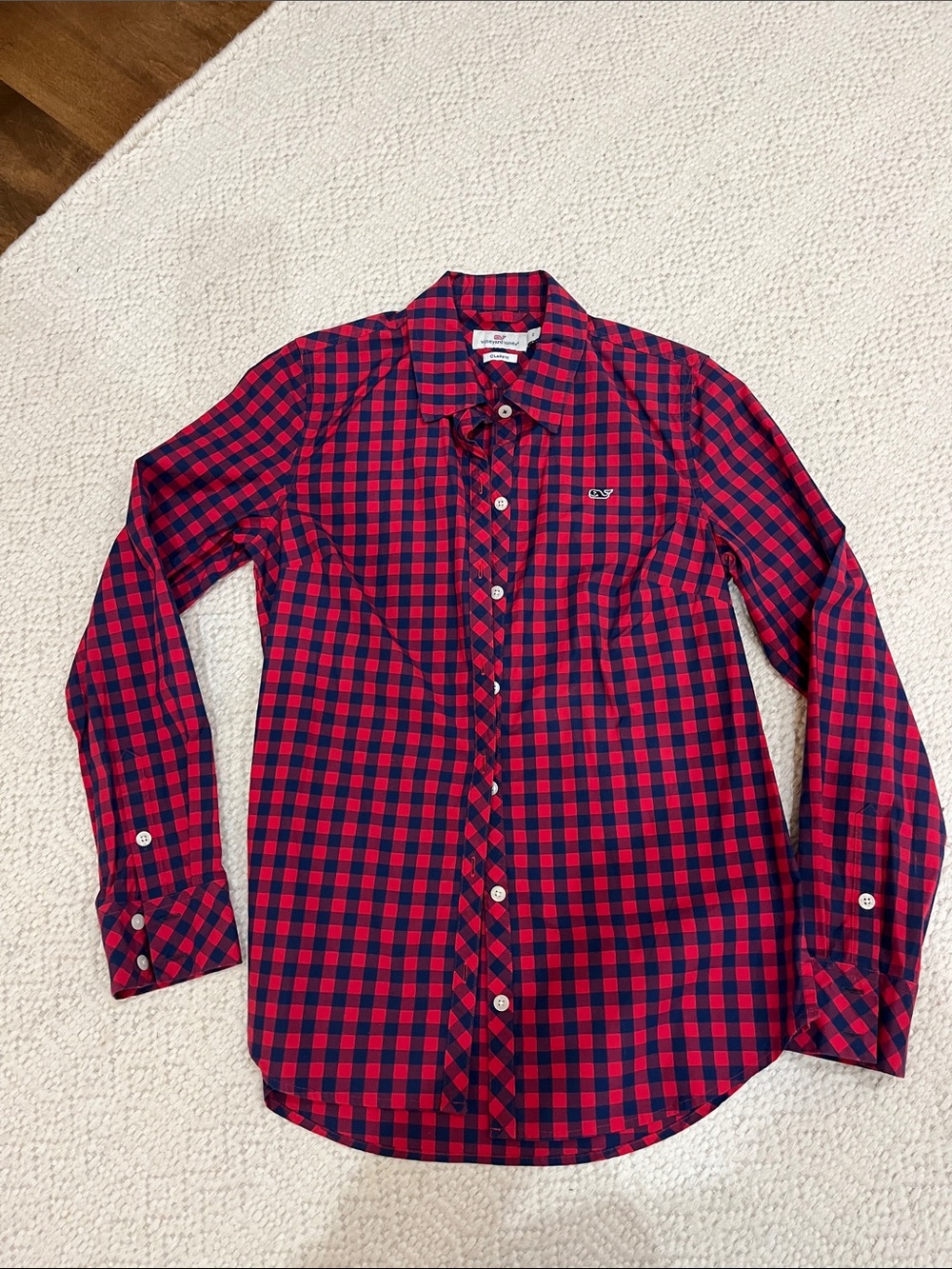 Vineyard Vines Red and Navy Check Button-Down Shirt
